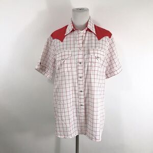 Rockmount Ranch Wear Plaid Pearl Snap‎ Red Sheer Joy Shirt Women's Size 38